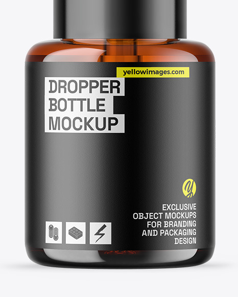 Amber Glass Dropper Bottle Mockup