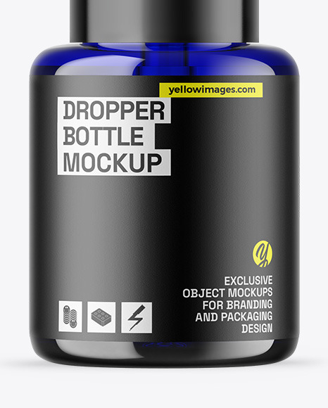Blue Glass Dropper Bottle Mockup