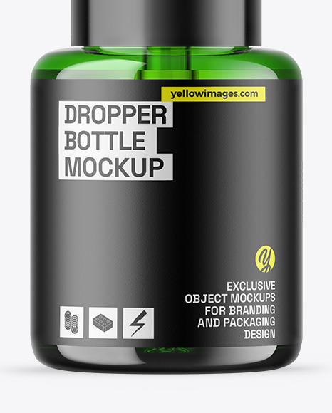 Green Glass Dropper Bottle Mockup