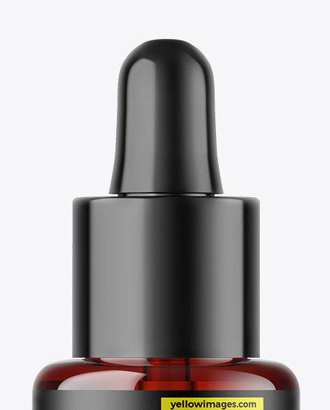 Dark Amber Glass Dropper Bottle Mockup