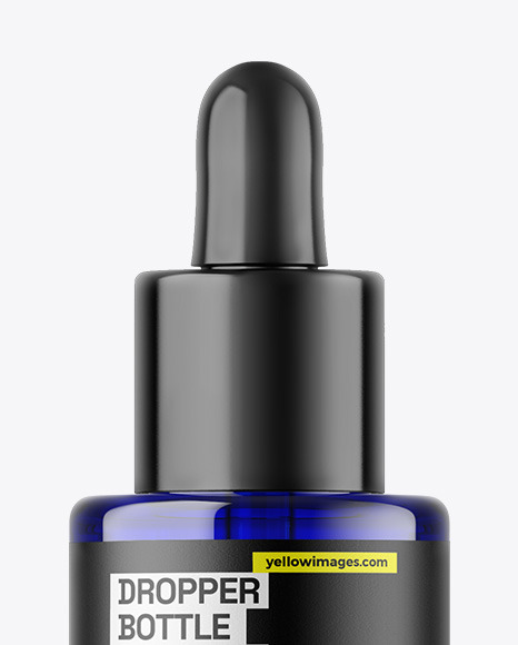 Blue Glass Dropper Bottle Mockup