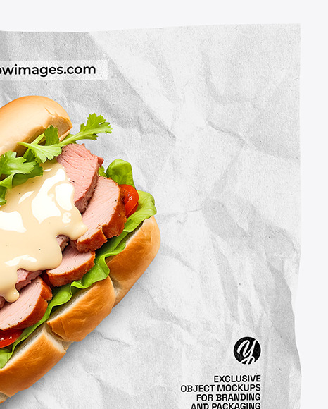 Paper Wrapper With Sandwich Mockup