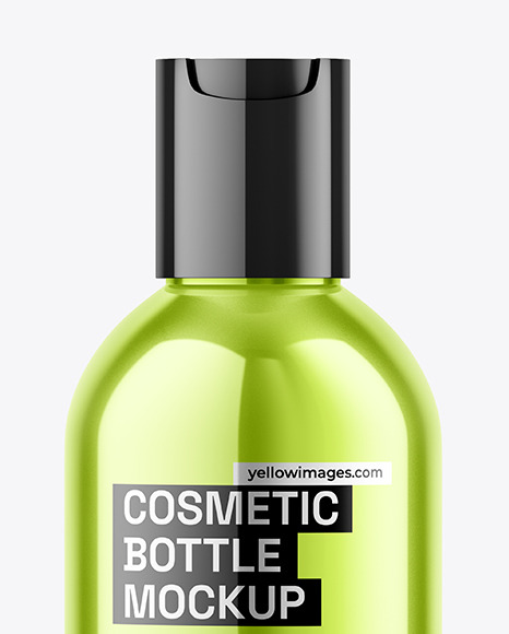 Glossy Metallic Cosmetic Bottle Mockup