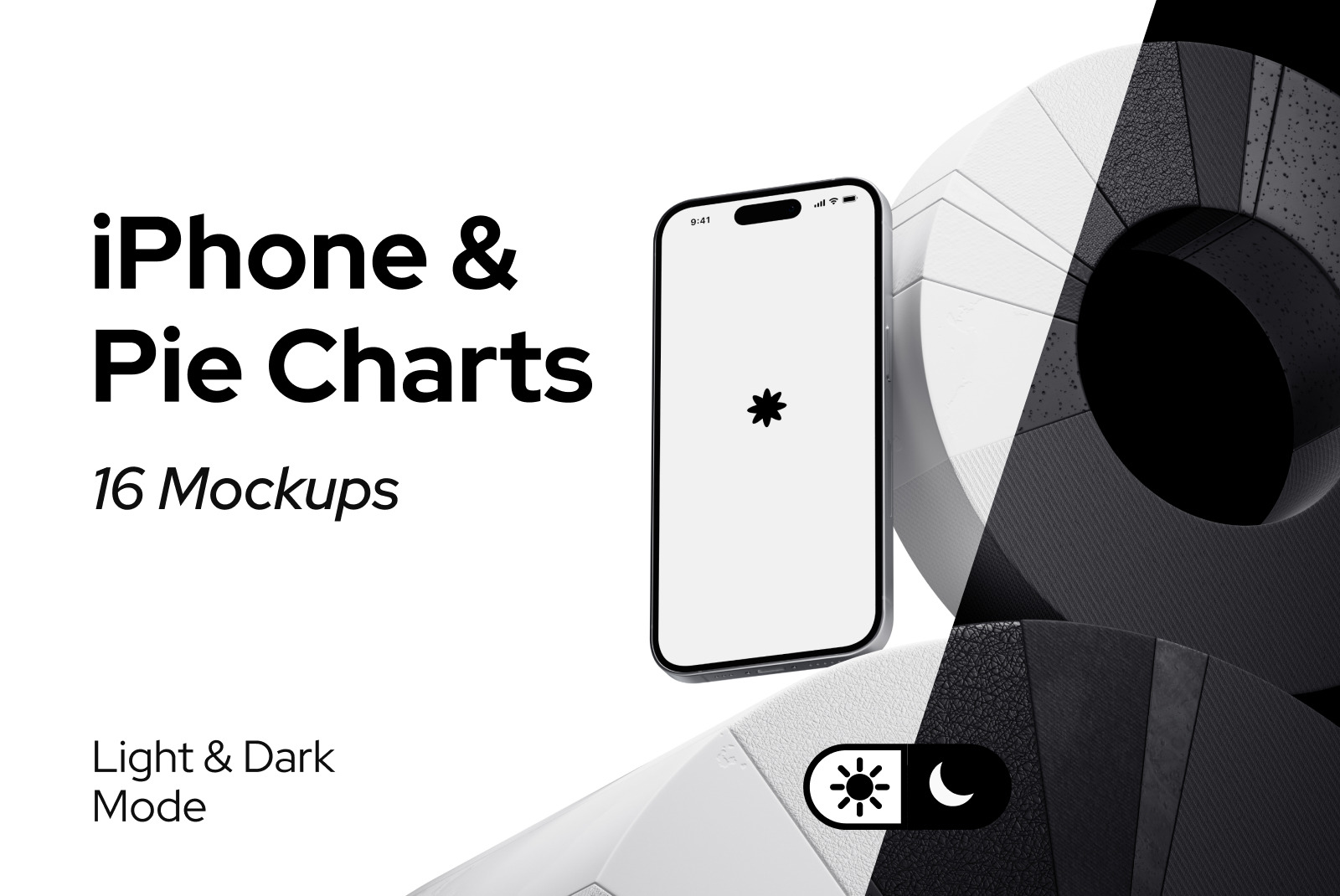 Finance Themed iPhone 14 Pro Mockups with Pie Char