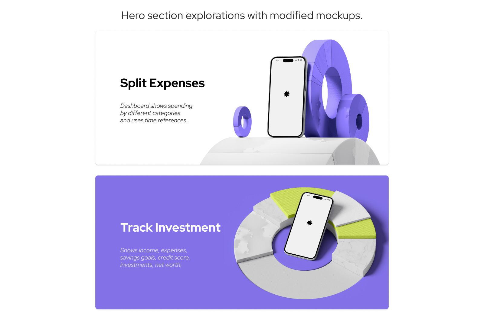 Finance Themed iPhone 14 Pro Mockups with Pie Char