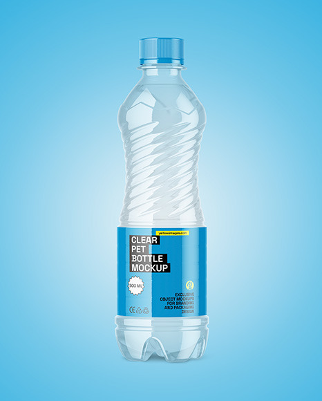 Clear PET Bottle with Water Mockup