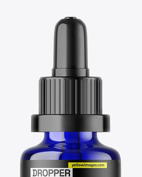 Blue Glass Dropper Bottle Mockup
