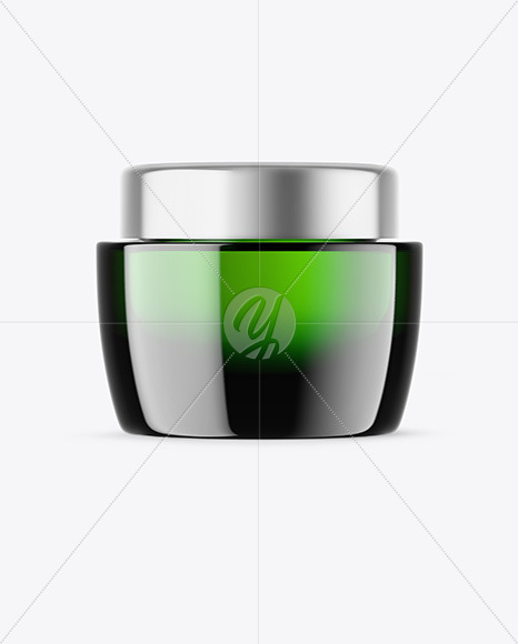 Green Glass Cosmetic Jar Mockup Green Glass Cosmetic Jar Mockup