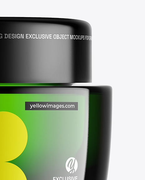 Green Glass Cosmetic Jar Mockup Green Glass Cosmetic Jar Mockup