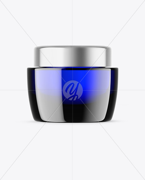 Blue Glass Cosmetic Jar Mockup