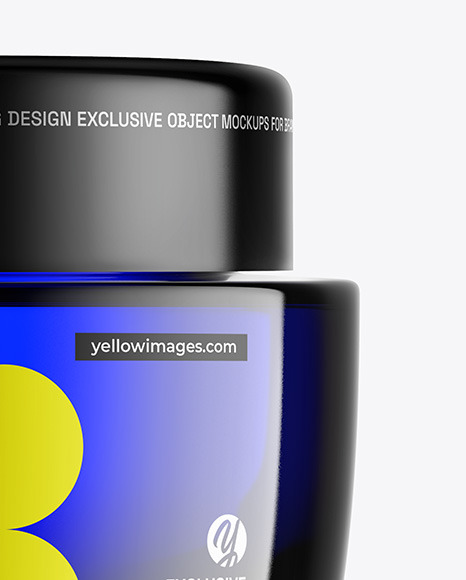 Blue Glass Cosmetic Jar Mockup