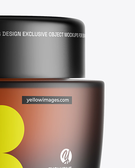 Frosted Amber Glass Cosmetic Jar Mockup Frosted Amber Glass Cosmetic Jar Mockup