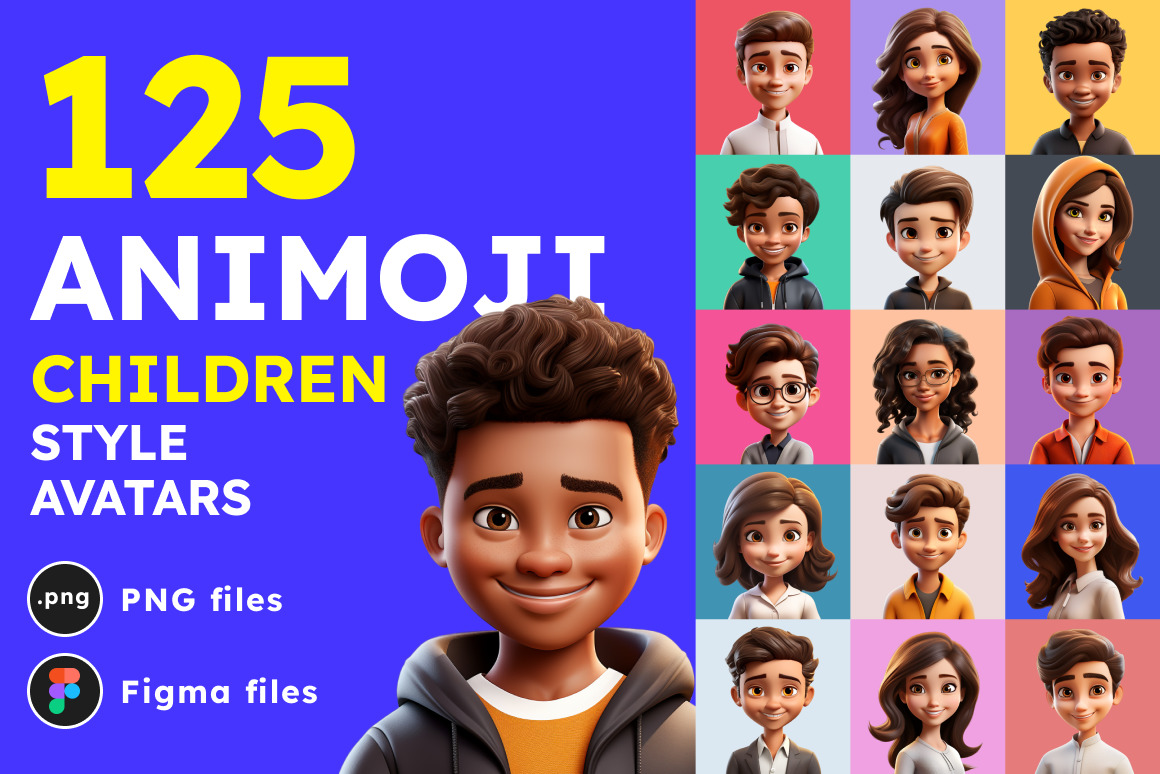 125 Animoji Style Avatars - Children 125 Animoji Style Avatars - Children