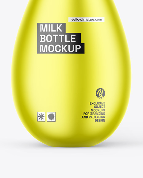 Metallic Milk Bottle Mockup