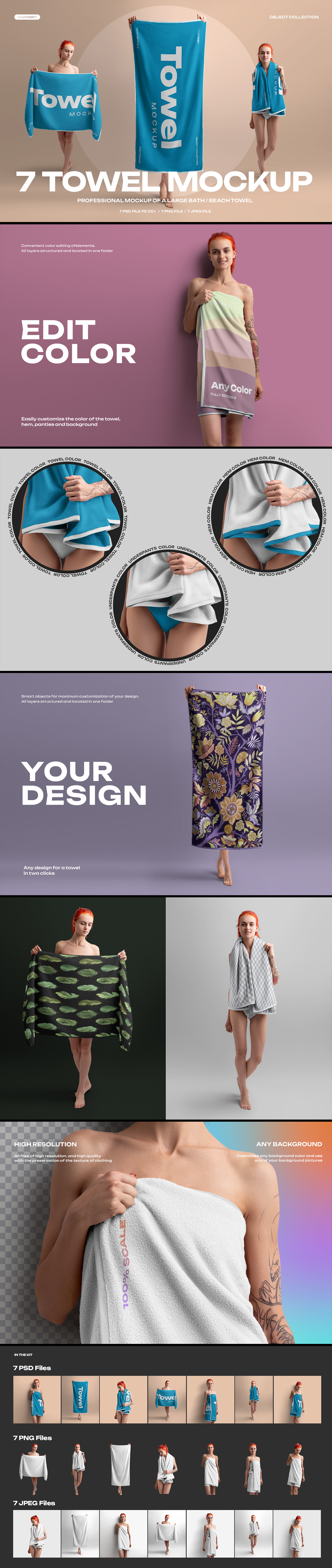 7 Mockup of a Large Bath / Beach Towel 7 Mockup of a Large Bath / Beach Towel