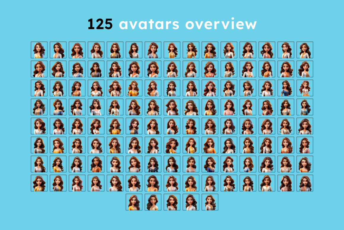 125 Animoji Style Avatars - Disney Princess