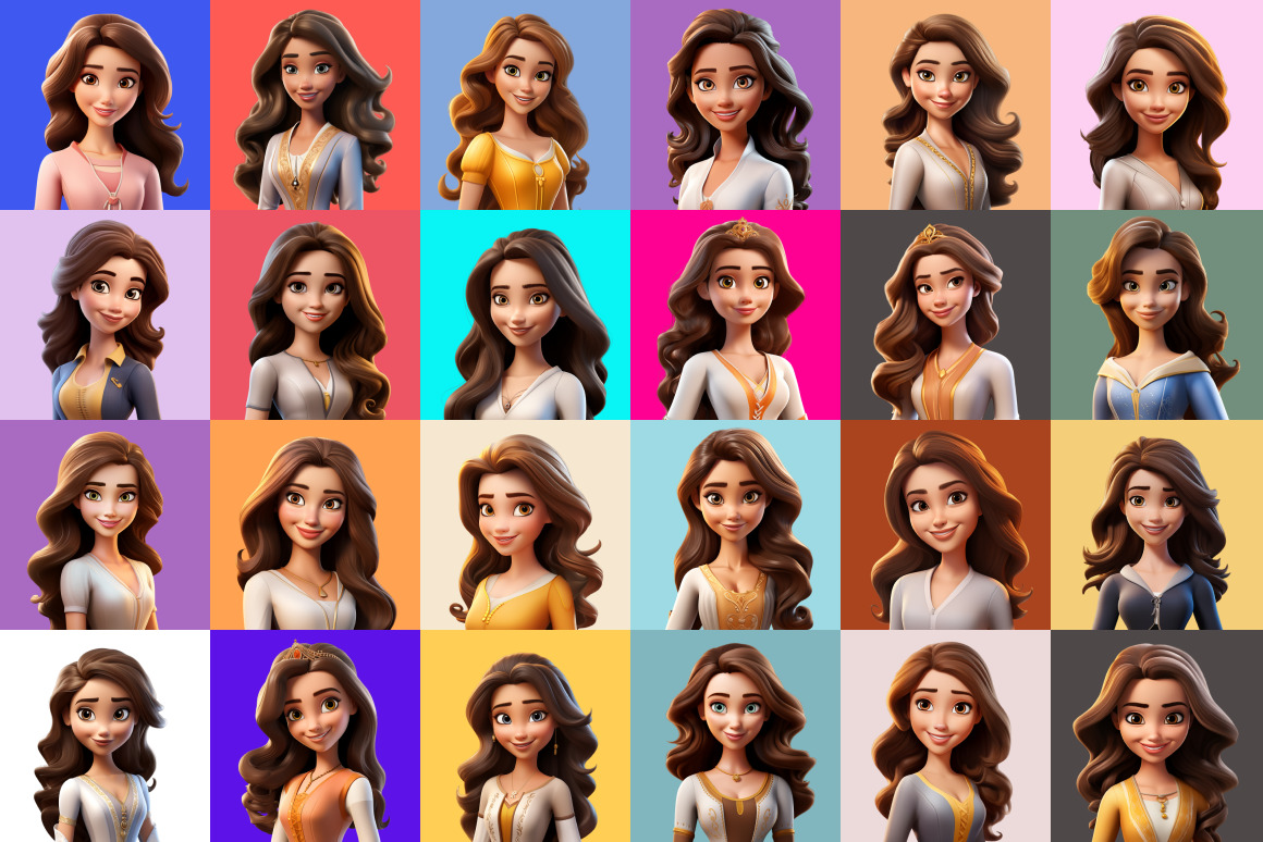 125 Animoji Style Avatars - Disney Princess