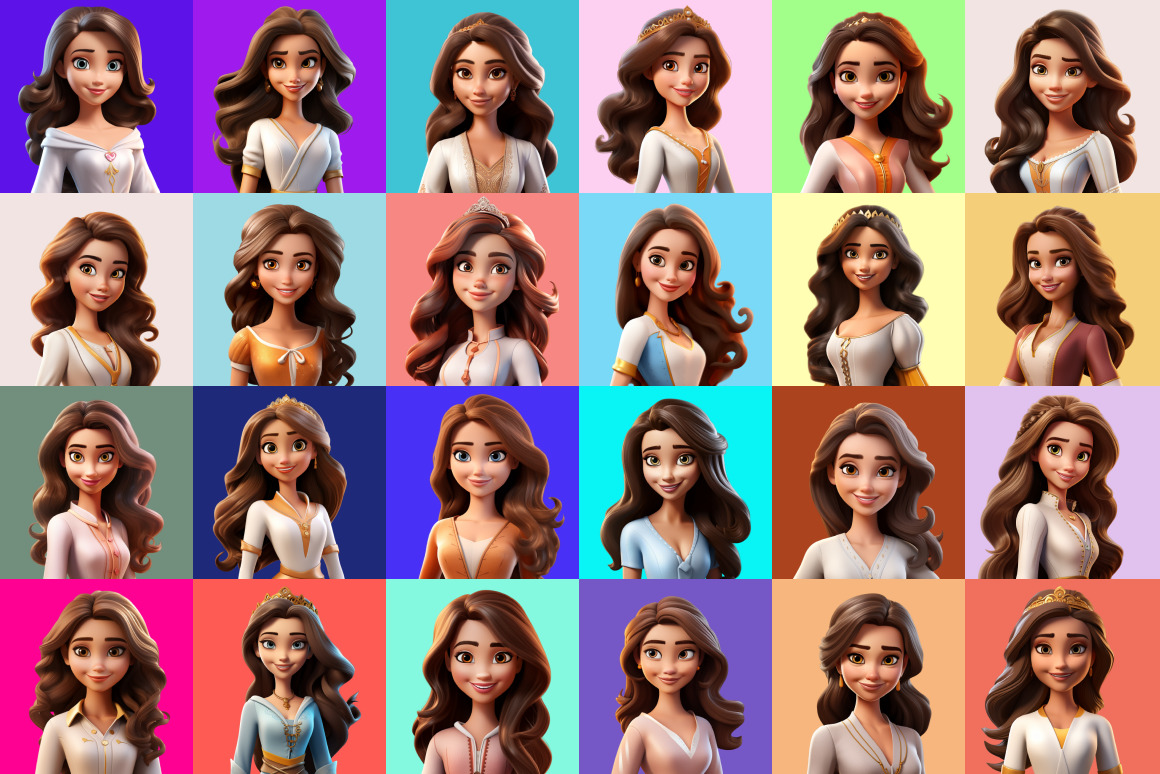 125 Animoji Style Avatars - Disney Princess