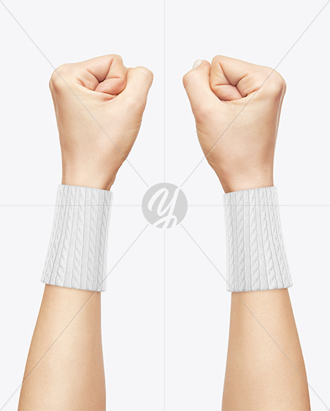 Two Fabric Wristbands on Hands Mockup