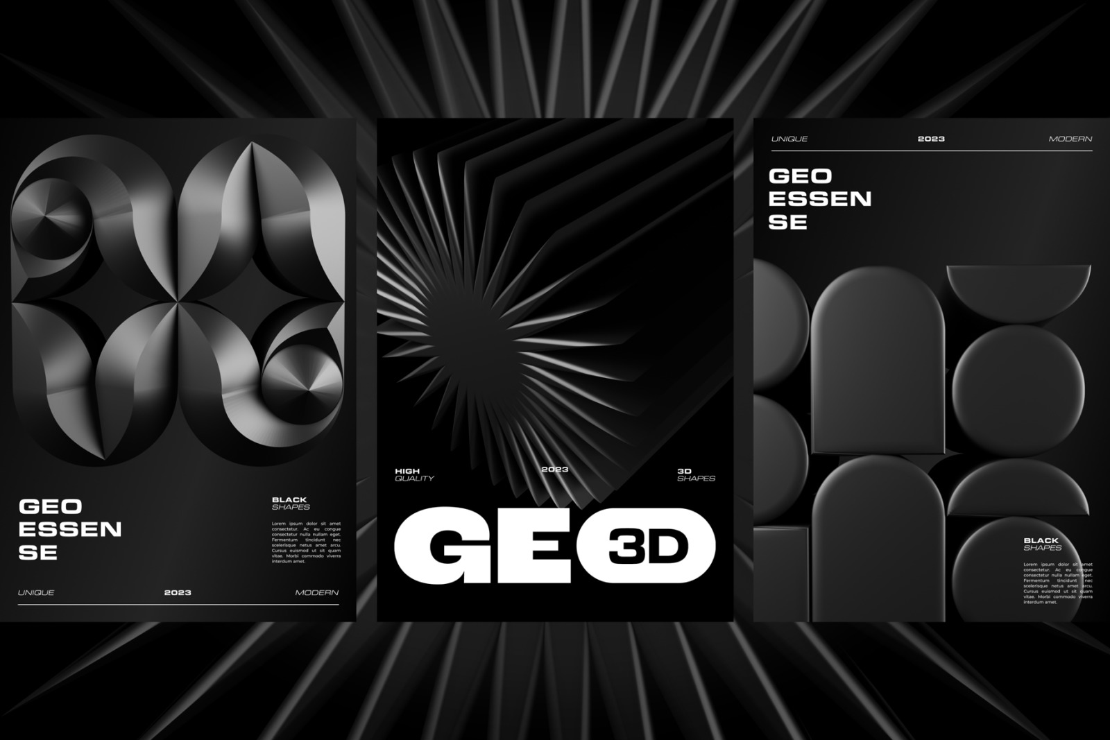 3D Dark Geometric Shapes 3D Dark Geometric Shapes