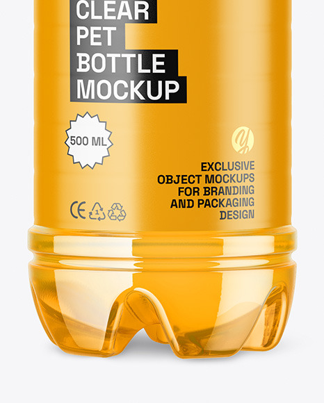 Clear PET Bottle with Color Liquid Mockup