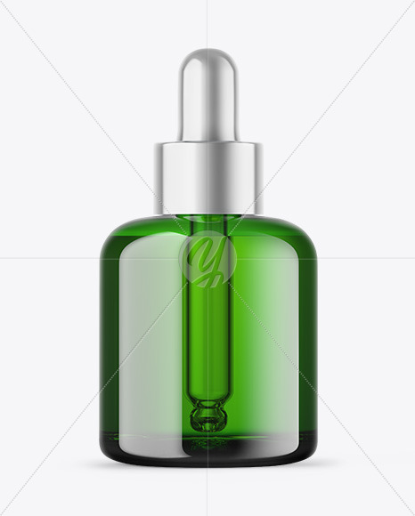 Green Glass Dropper Bottle Mockup