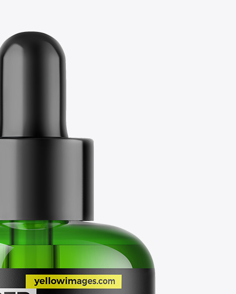 Green Glass Dropper Bottle Mockup