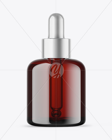 Dark Amber Glass Dropper Bottle Mockup