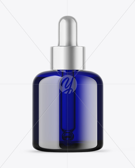 Blue Glass Dropper Bottle Mockup