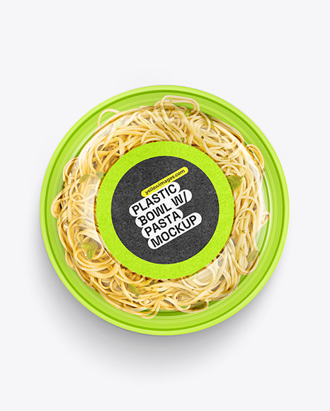 Plastic Bowl With Pasta Mockup