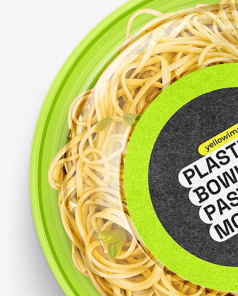 Plastic Bowl With Pasta Mockup