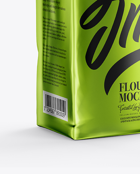 Metallic Flour Bag Mockup - Half Side View