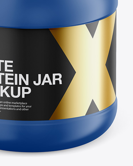 Matte Plastic Protein Jar Mockup - Front View (High-Angle Shot)