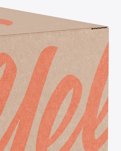 Kraft Paper Box Mockup - Half Side View (high-angle shot)