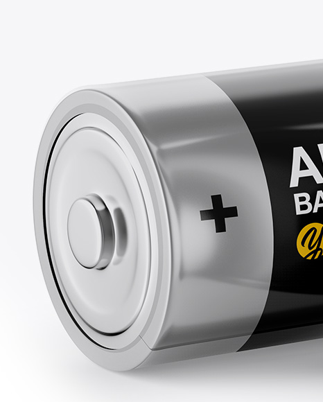 2 D Batteries Mockup - Half Side View