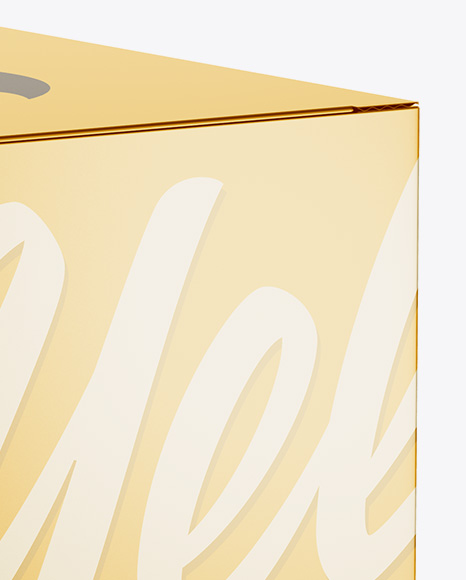 Metallic Paper Box Mockup - Half Side View (high-angle shot)