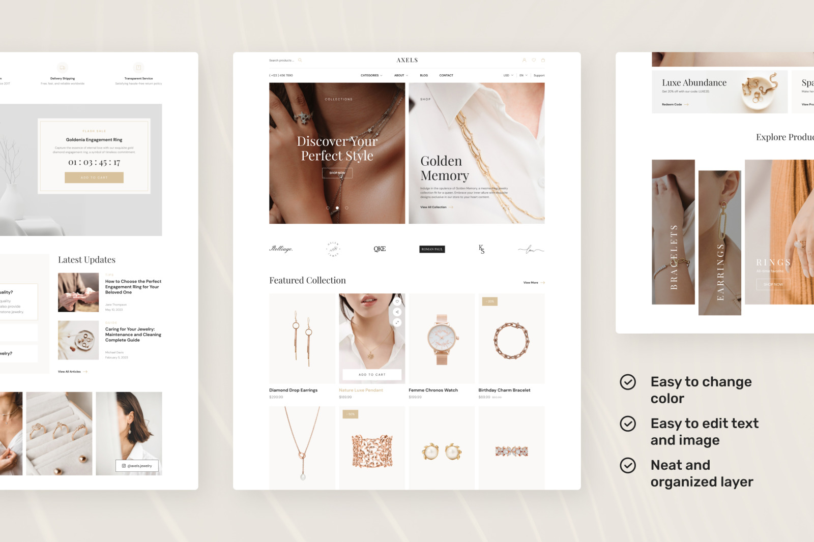 Axels – Jewelry E-Commerce Website UI Figma Template