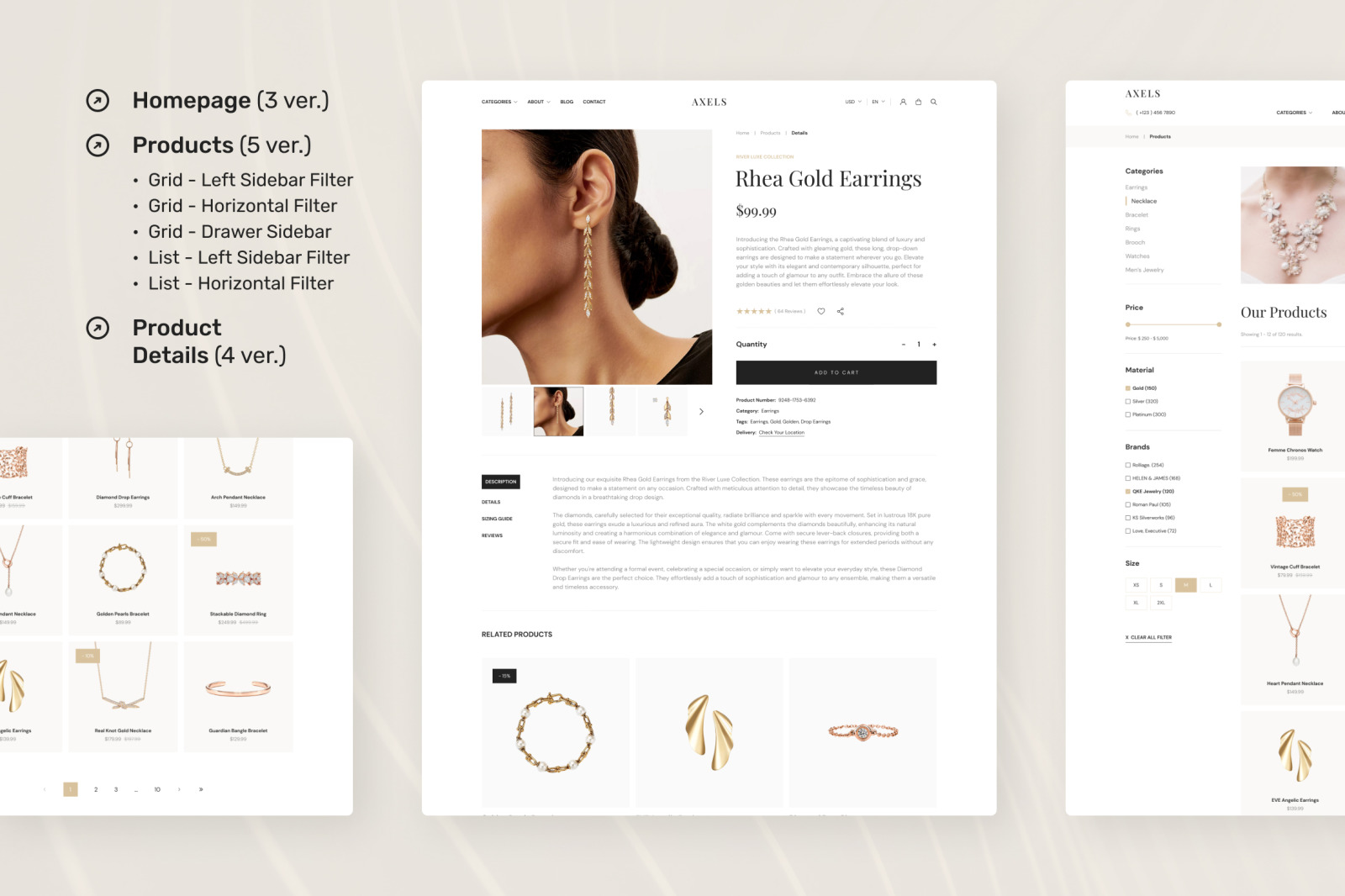 Axels – Jewelry E-Commerce Website UI Figma Template