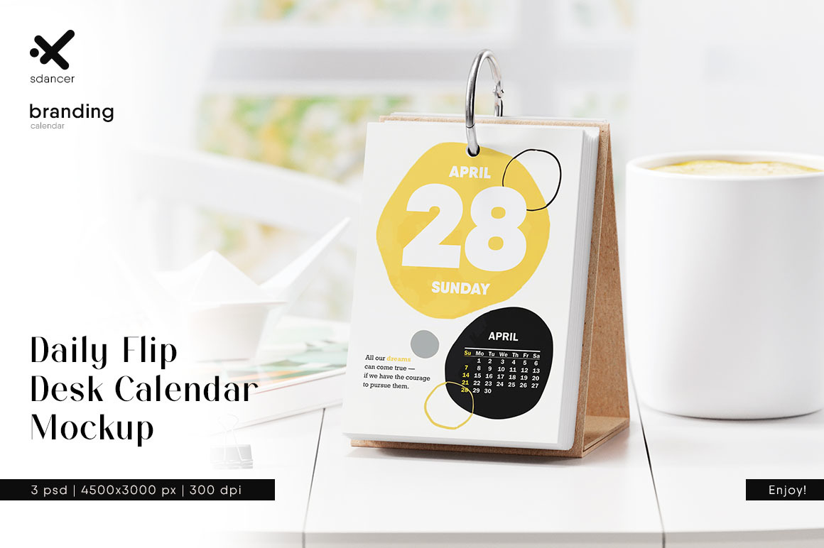 Daily Flip Desk Calendar Mockup