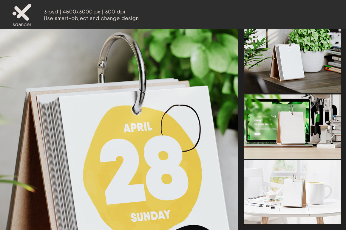 Daily Flip Desk Calendar Mockup