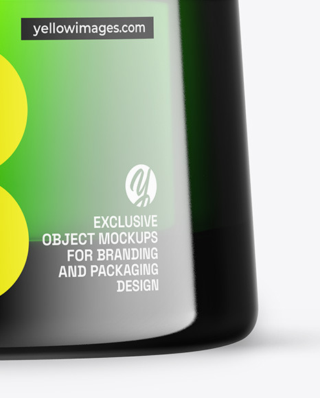 Green Glass Cosmetic Jar Mockup