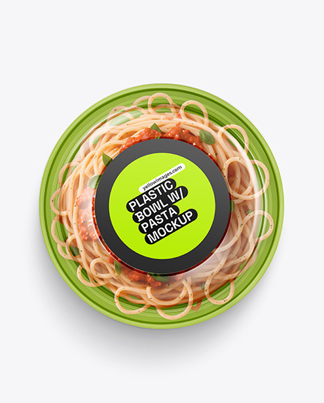 Plastic Bowl With Pasta Mockup