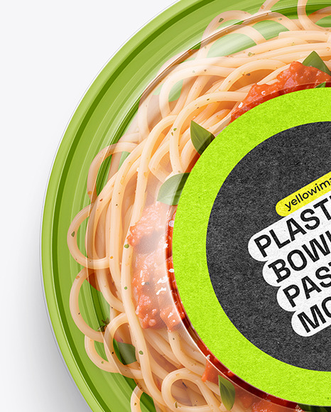 Plastic Bowl With Pasta Mockup