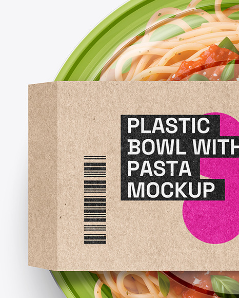 Plastic Bowl With Pasta Mockup