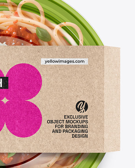Plastic Bowl With Pasta Mockup