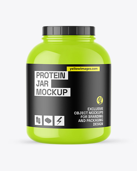 Glossy Protein Jar Mockup - 5lb+Protein+Jar+In+Glossy+Shrink+Sleeve+Mockup+In+Jar+Mockups+On