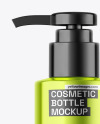 Metallic Cosmetic Bottle With Pump Mockup