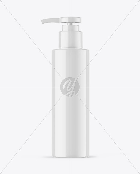 Glossy Cosmetic Bottle With Pump Mockup