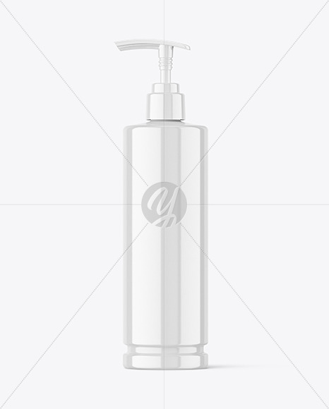 Glossy Plastic Bottle w/ Pump Mockup