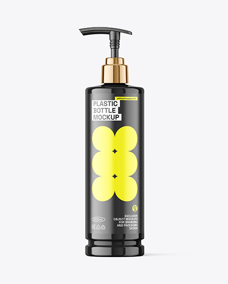 Glossy Plastic Bottle w/ Pump Mockup